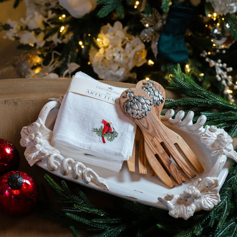 Artichoke Olive Wood Salad Server Set