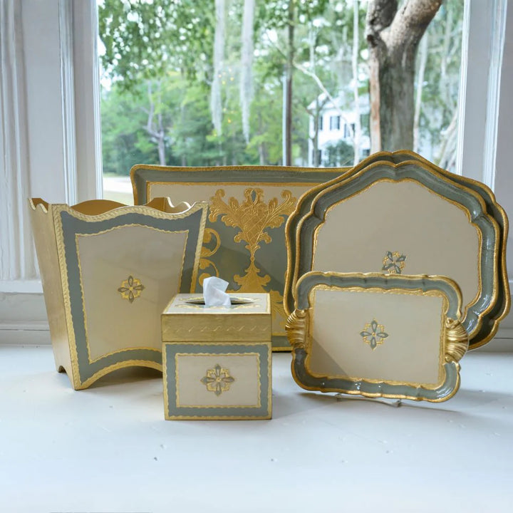 Florentino Baroque Wooden Tissue Box Cover - Villa Blue
