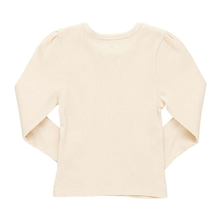 Girls Organic Camella Rib Top - Antique White