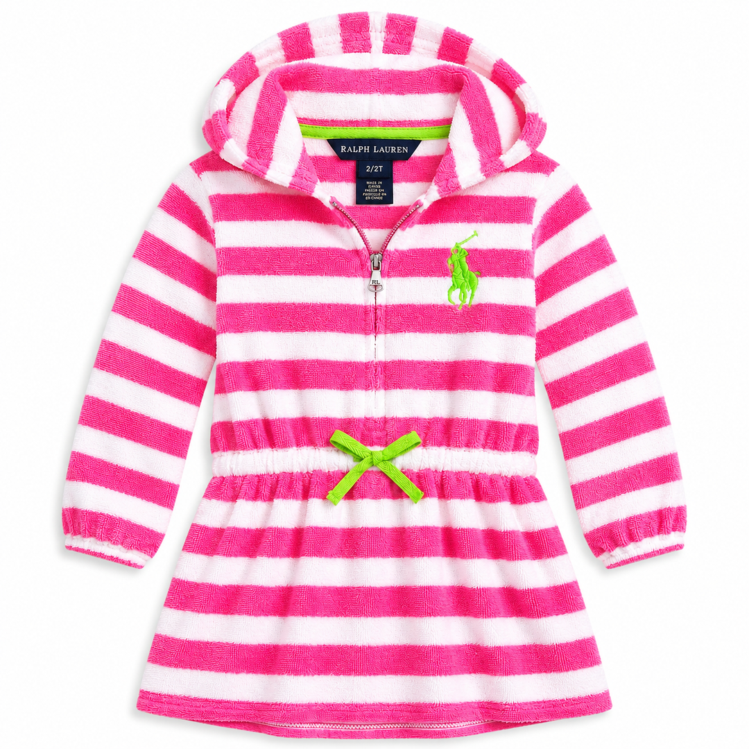 Baby Girls Pink Stripe Terry Coverup
