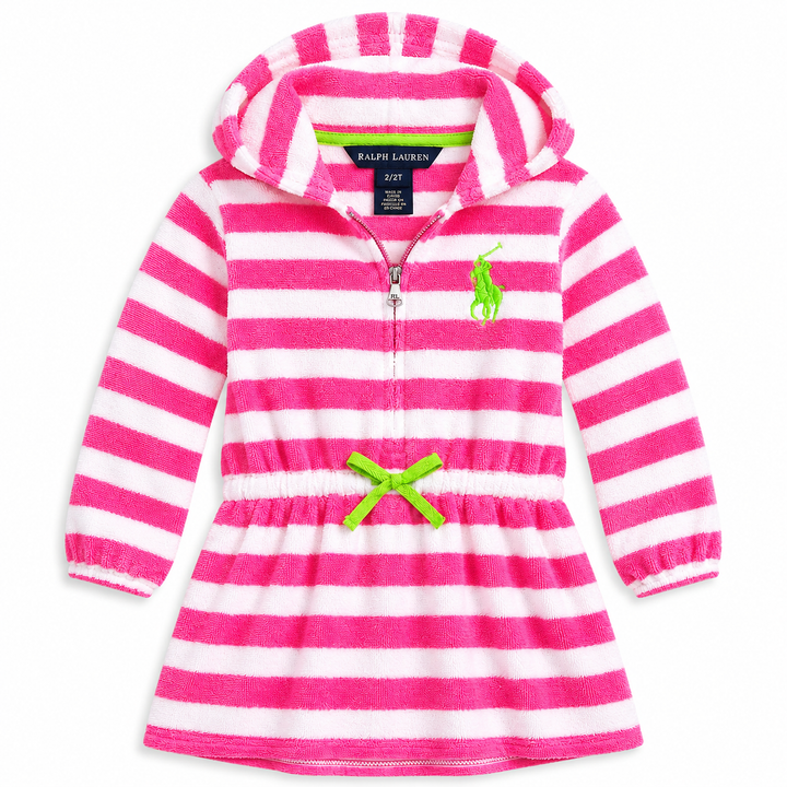 Baby Girls Pink Stripe Terry Coverup