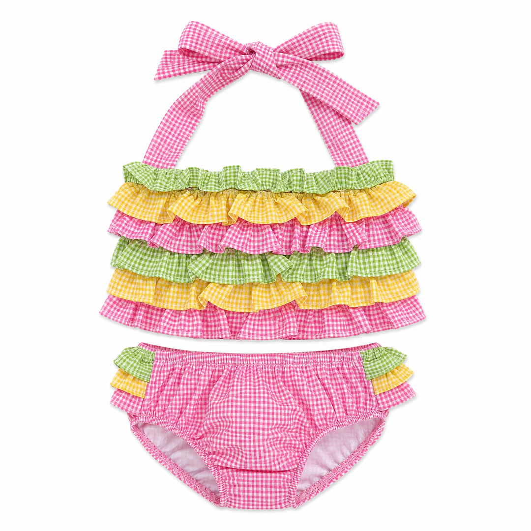 Gingham Ruffle 2-Piece Swimsuit