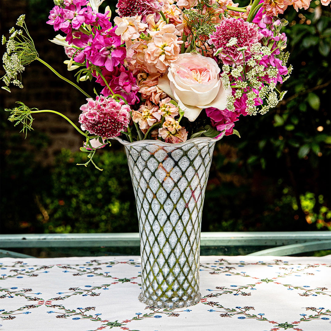 Trellis 9" Flared Vase - White