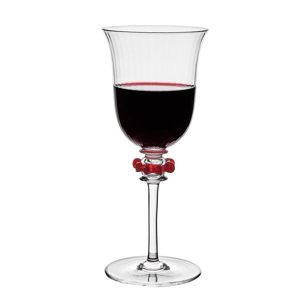 Nell Ruffle Wine Glass - Ruby