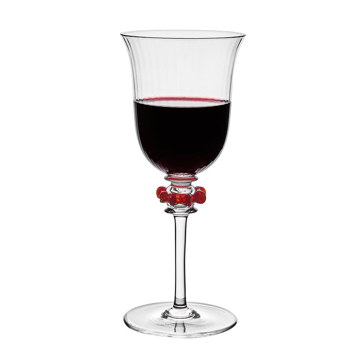 Nell Ruffle Wine Glass - Ruby