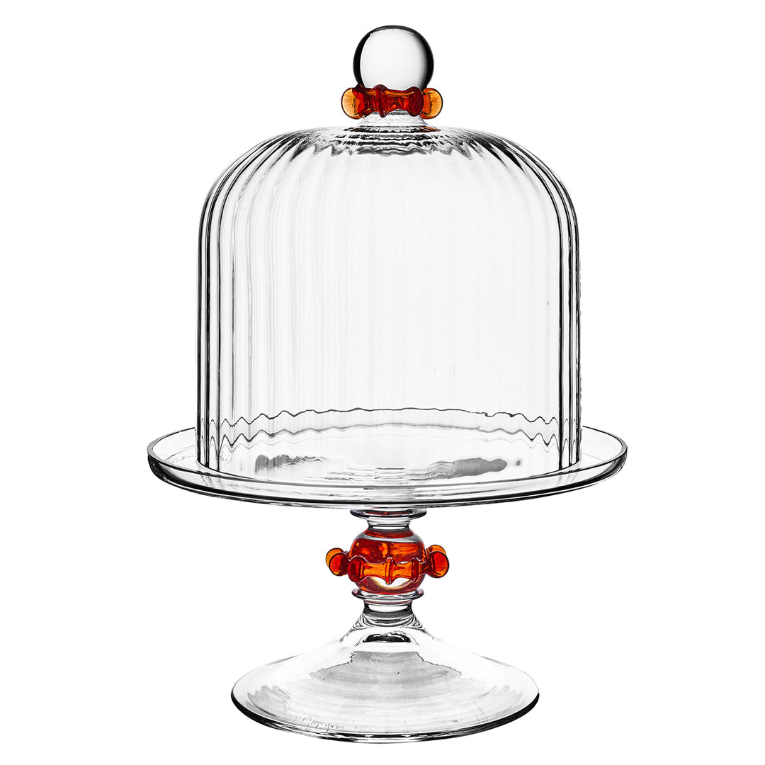 Nell Ruffle Petite Cake Dome &amp; Stand Set - Ruby