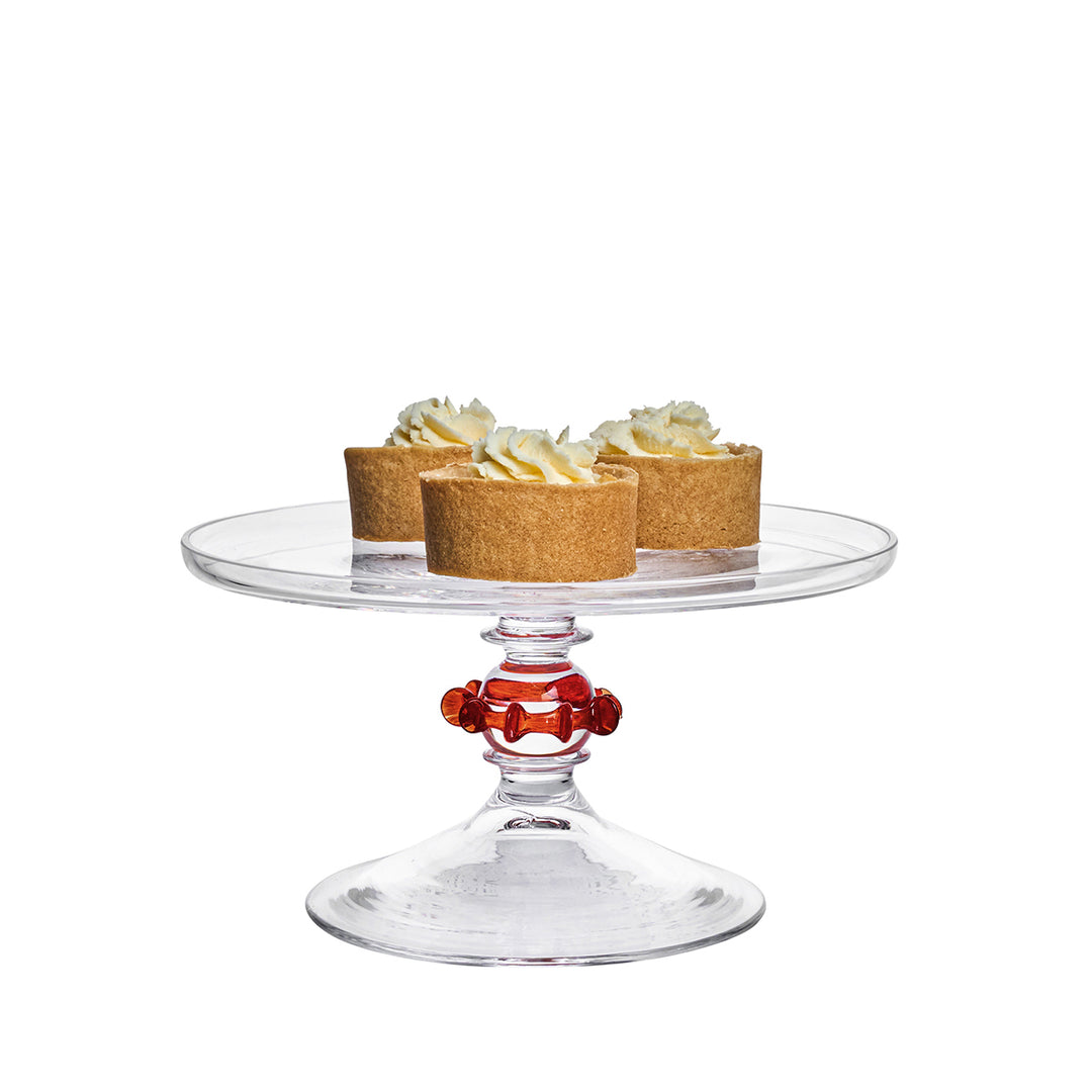 Nell Ruffle Petite Cake Dome &amp; Stand Set - Ruby