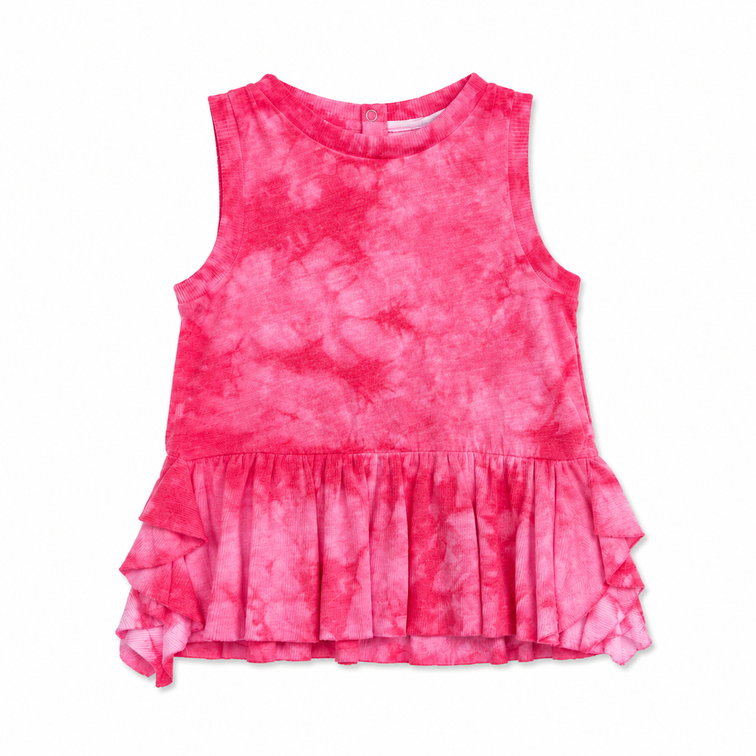 Strawberry Pink Tie-Dye Stretch Knit Dress w/ Bloomer