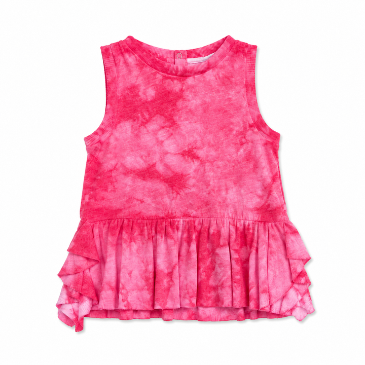 Strawberry Pink Tie-Dye Stretch Knit Dress w/ Bloomer