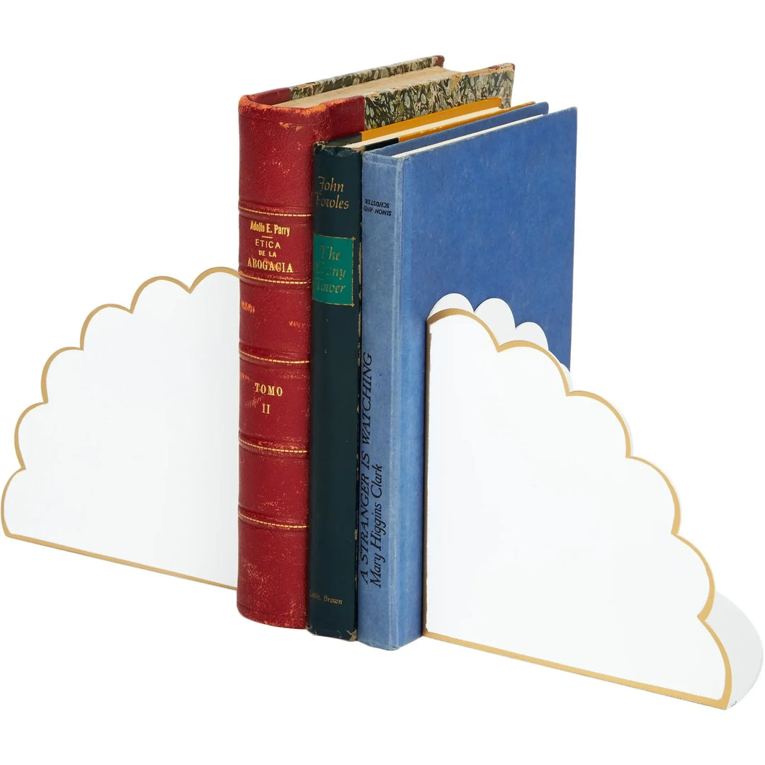 Eloise White &amp; Gold Scalloped Bookends