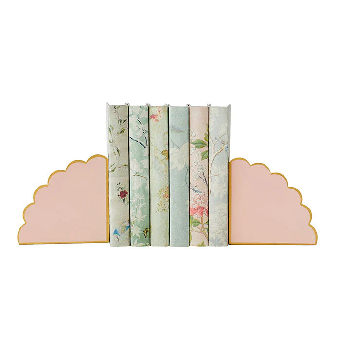 Eloise Blush & Gold Scalloped Bookends