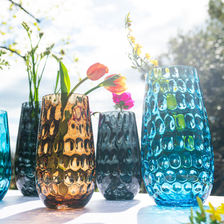 Bolla Glass Ash Blue Medium Pebbled Vase