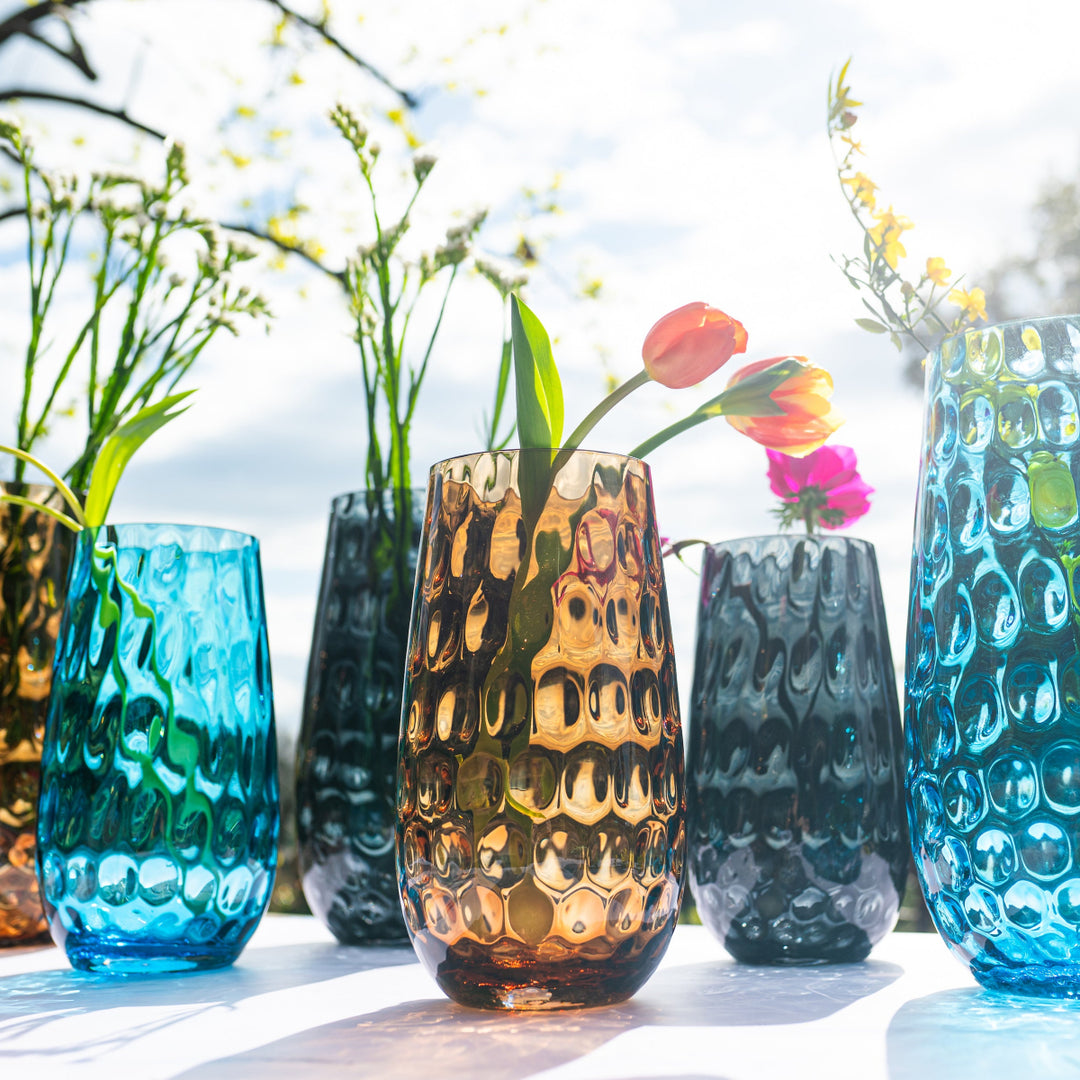 Bolla Glass Gray Small Pebbled Vase