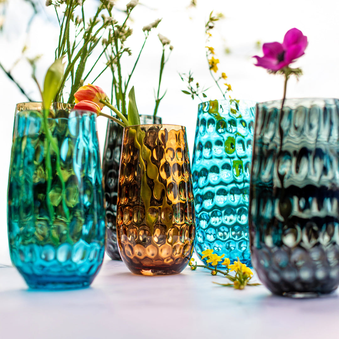 Bolla Glass Ash Blue Small Pebbled Vase