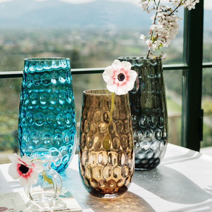 Bolla Glass Gray Medium Pebbled Vase