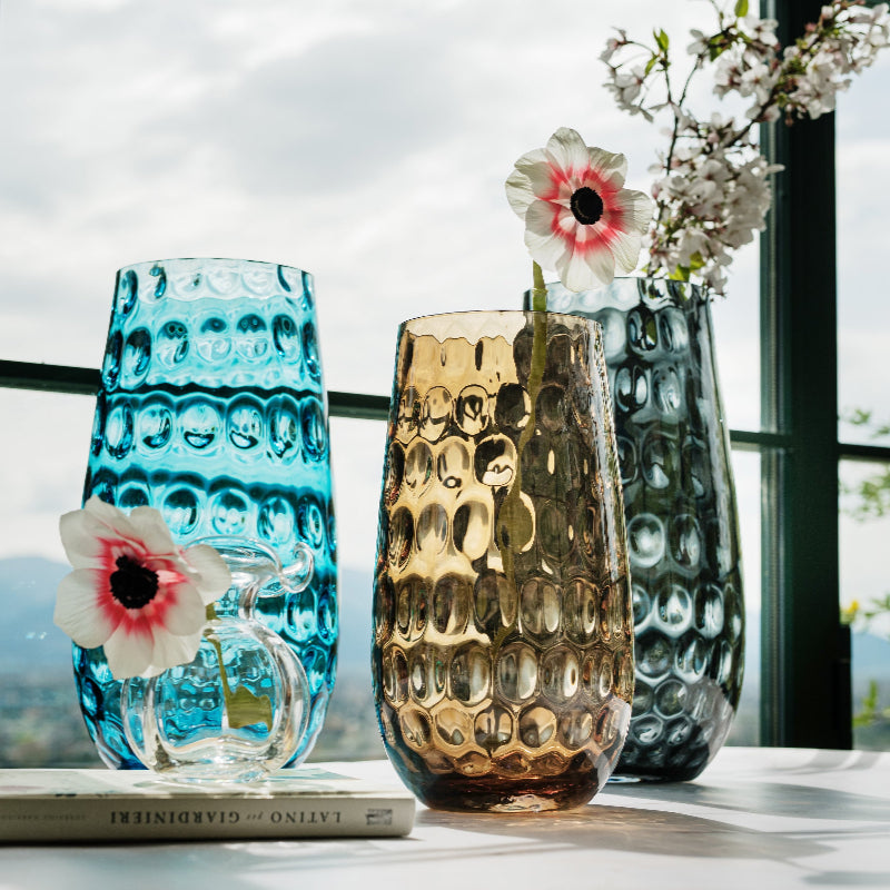 Bolla Glass Ash Blue Medium Pebbled Vase