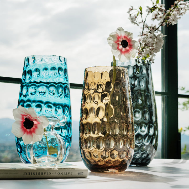 Bolla Glass Ash Blue Medium Pebbled Vase