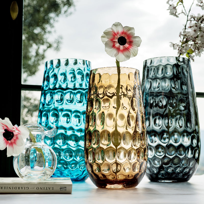 Bolla Glass Ash Blue Medium Pebbled Vase