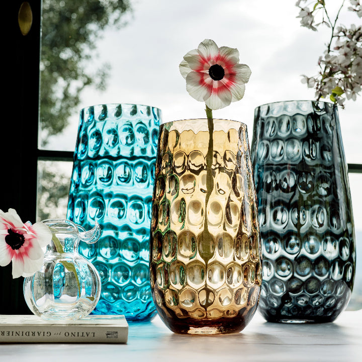 Bolla Glass Ash Blue Medium Pebbled Vase