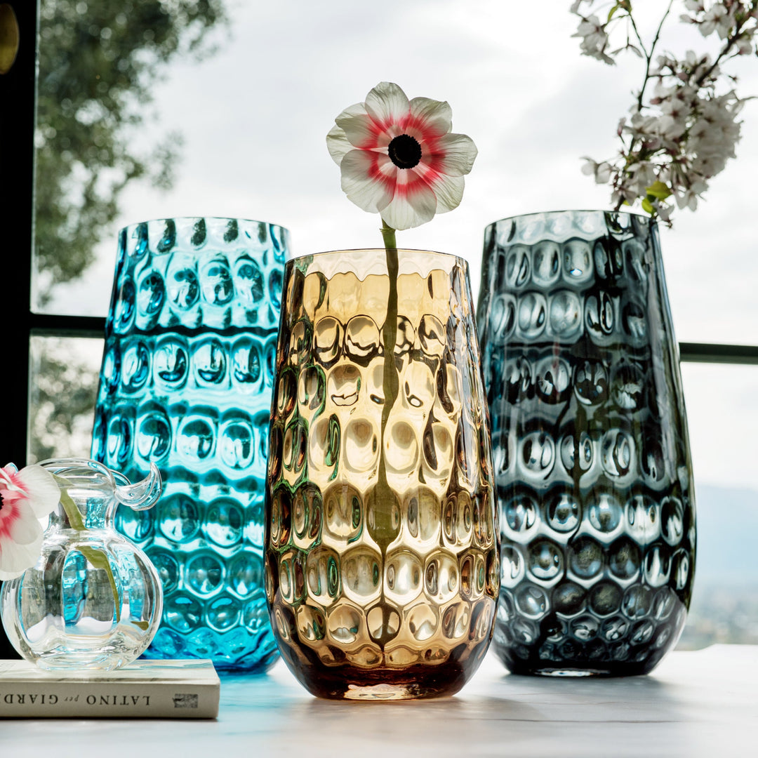 Bolla Glass Gray Medium Pebbled Vase