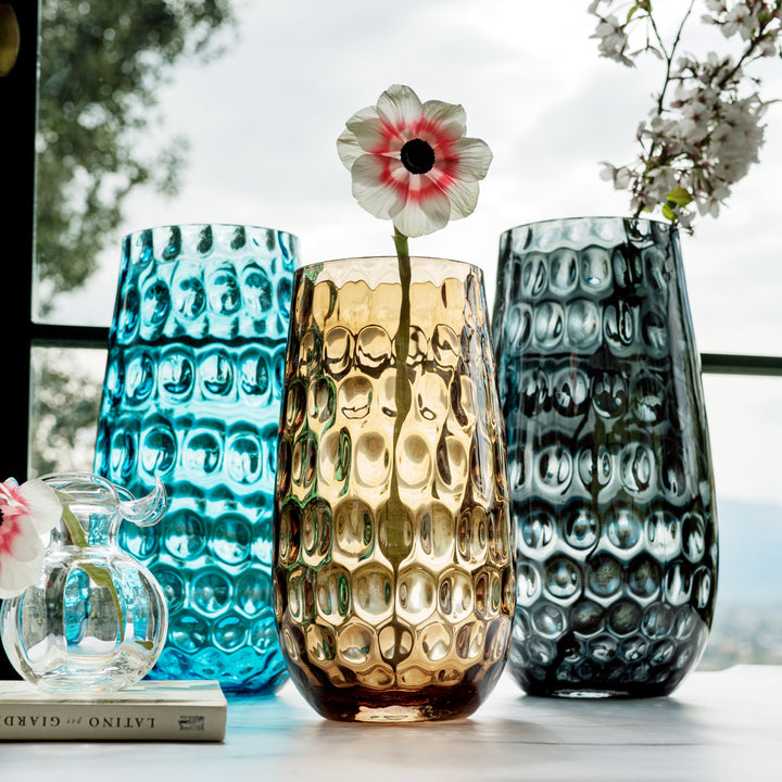 Bolla Glass Gray Medium Pebbled Vase