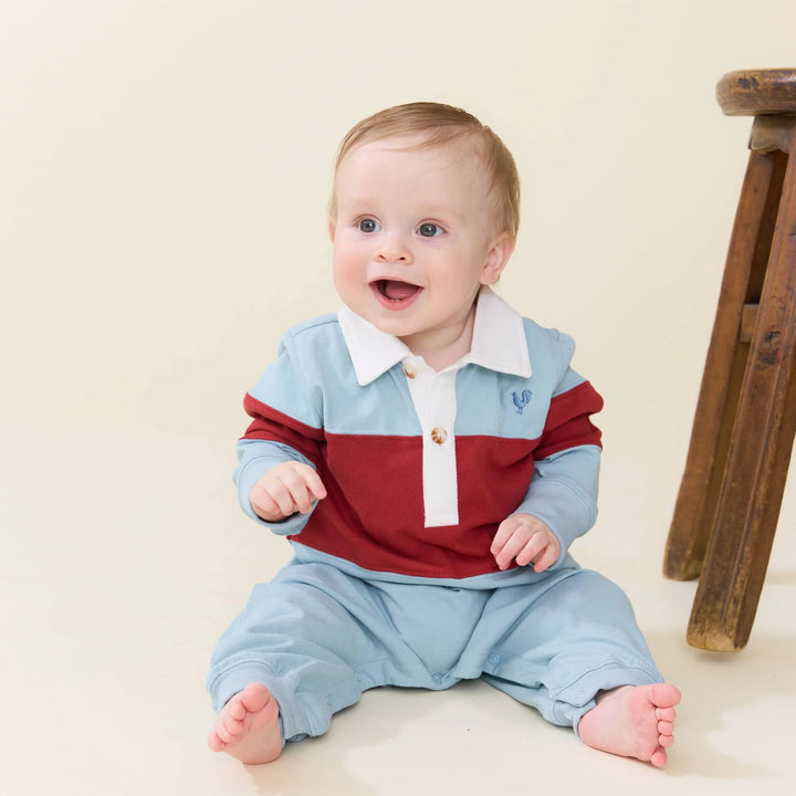 Baby Boys Albert Rugby Jumper - Blue Maroon