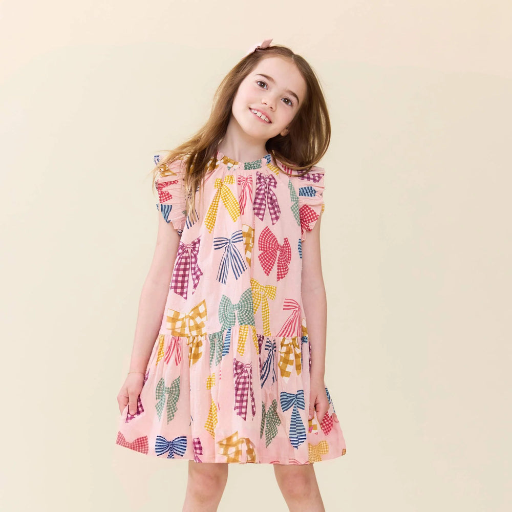Girls Harper Dress - Patterned Bows