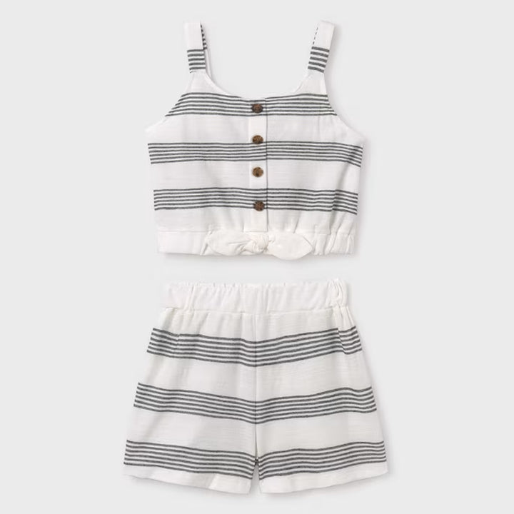 Black & White Striped Pique Set