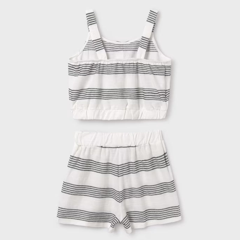 Black & White Striped Pique Set