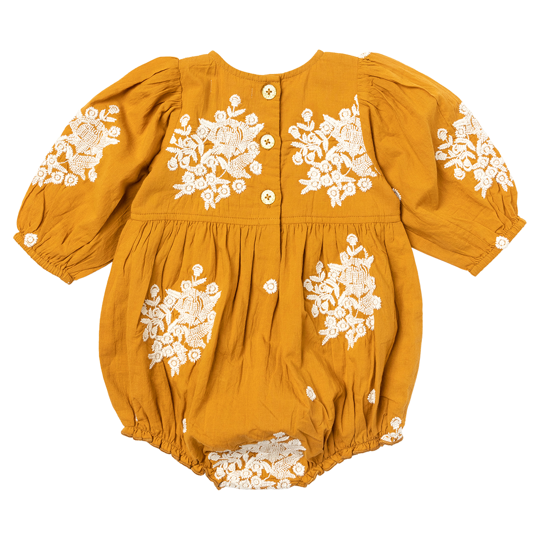 Baby Girls Brooke Bubble - Inca Gold W/ Embroidery