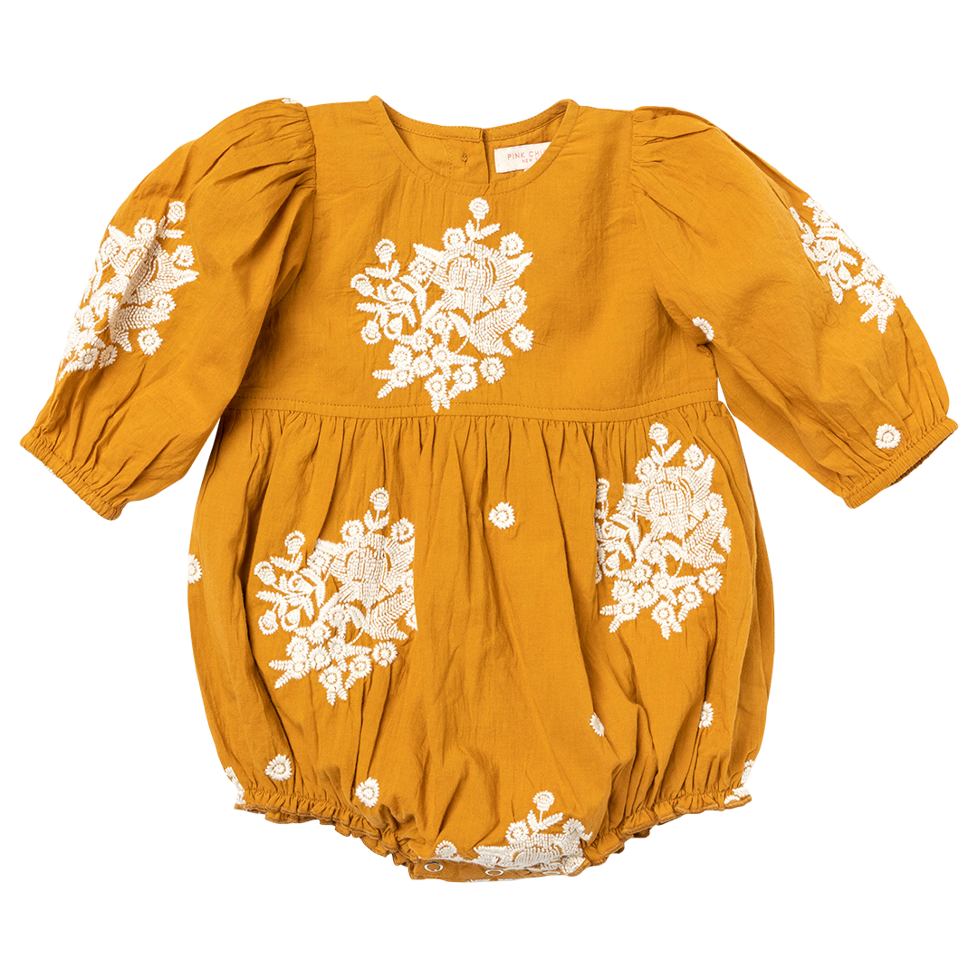 Baby Girls Brooke Bubble - Inca Gold W/ Embroidery
