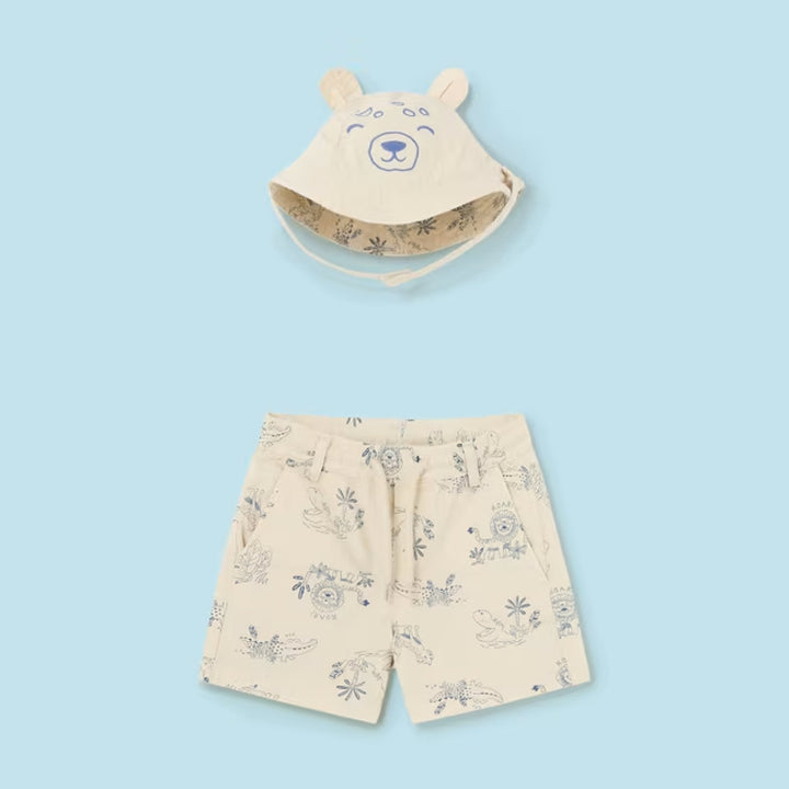 Cream Shorts w/ Reversible Hat