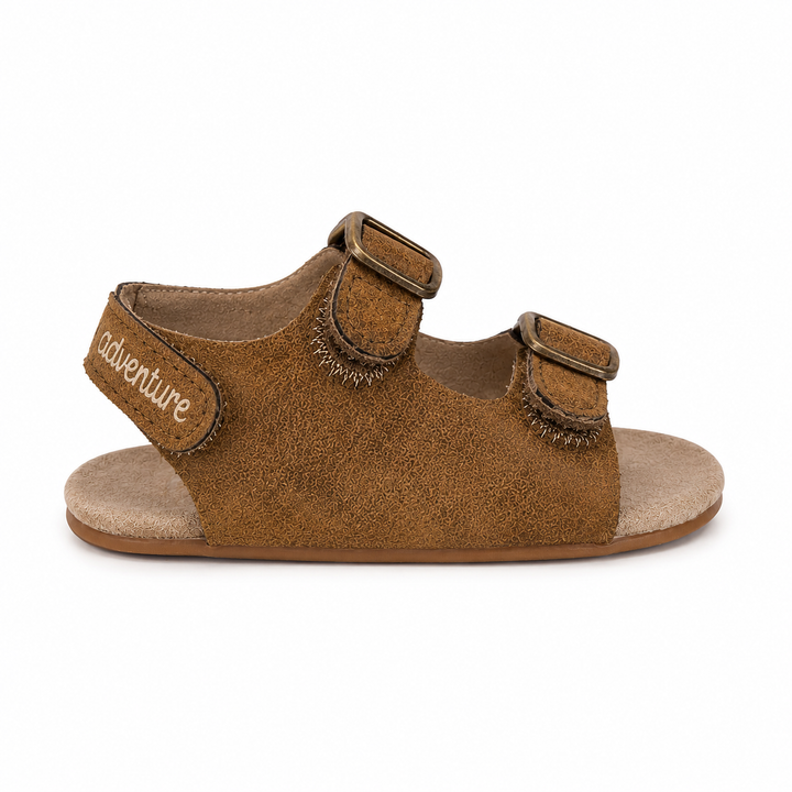 Brown Velcro Buckle Strap Sandals