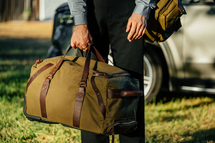 Campaign Waxed Canvas Wheeled Rolling Carry-On Duffle Bag