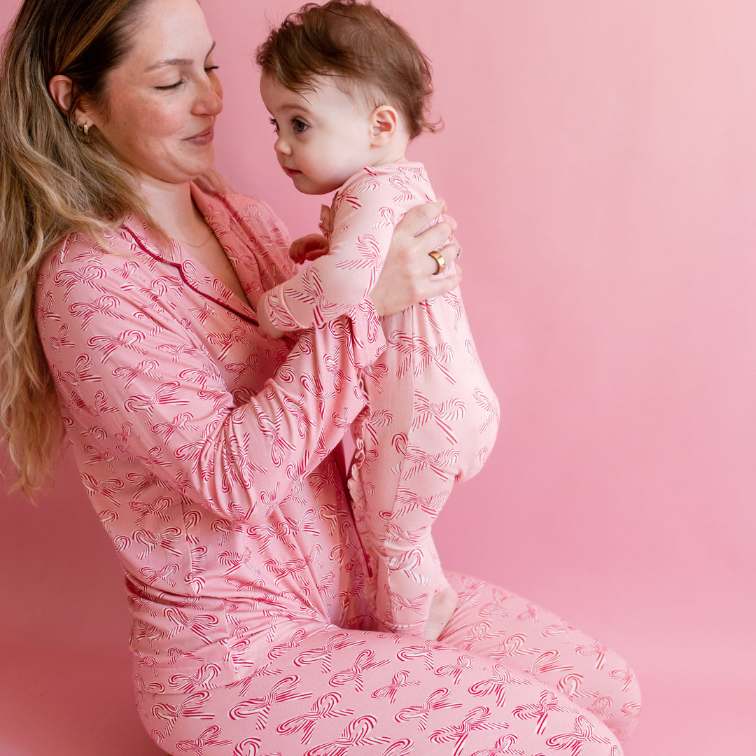 Womens Bamboo PJ Set - Candy Cane Bows