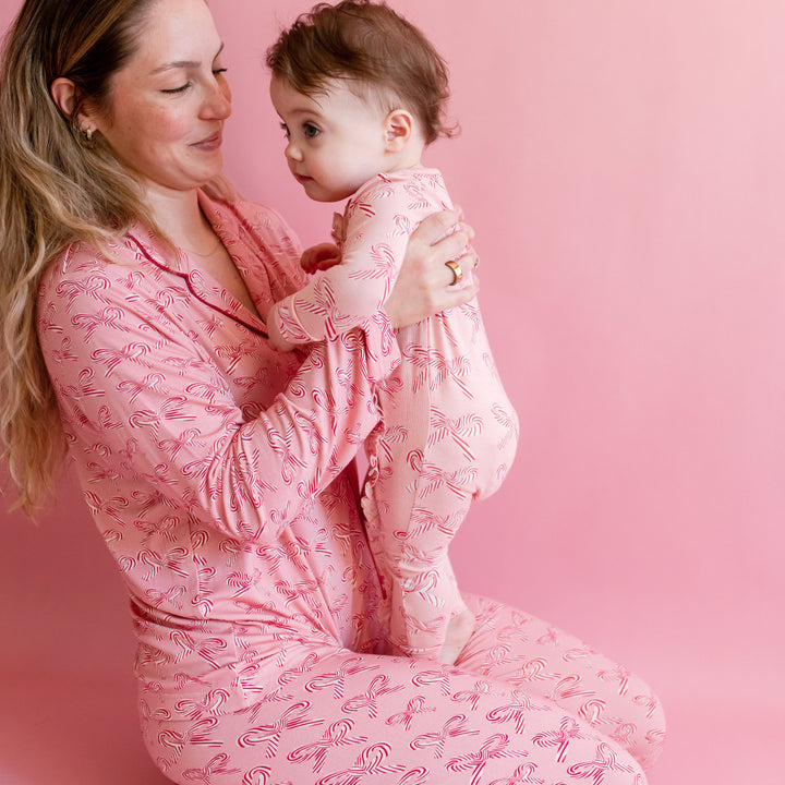 Womens Bamboo PJ Set - Candy Cane Bows