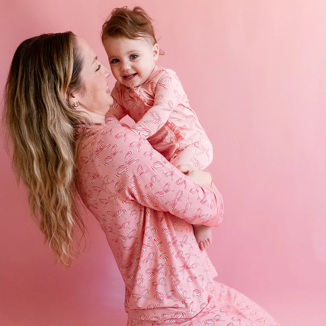 Womens Bamboo PJ Set - Candy Cane Bows