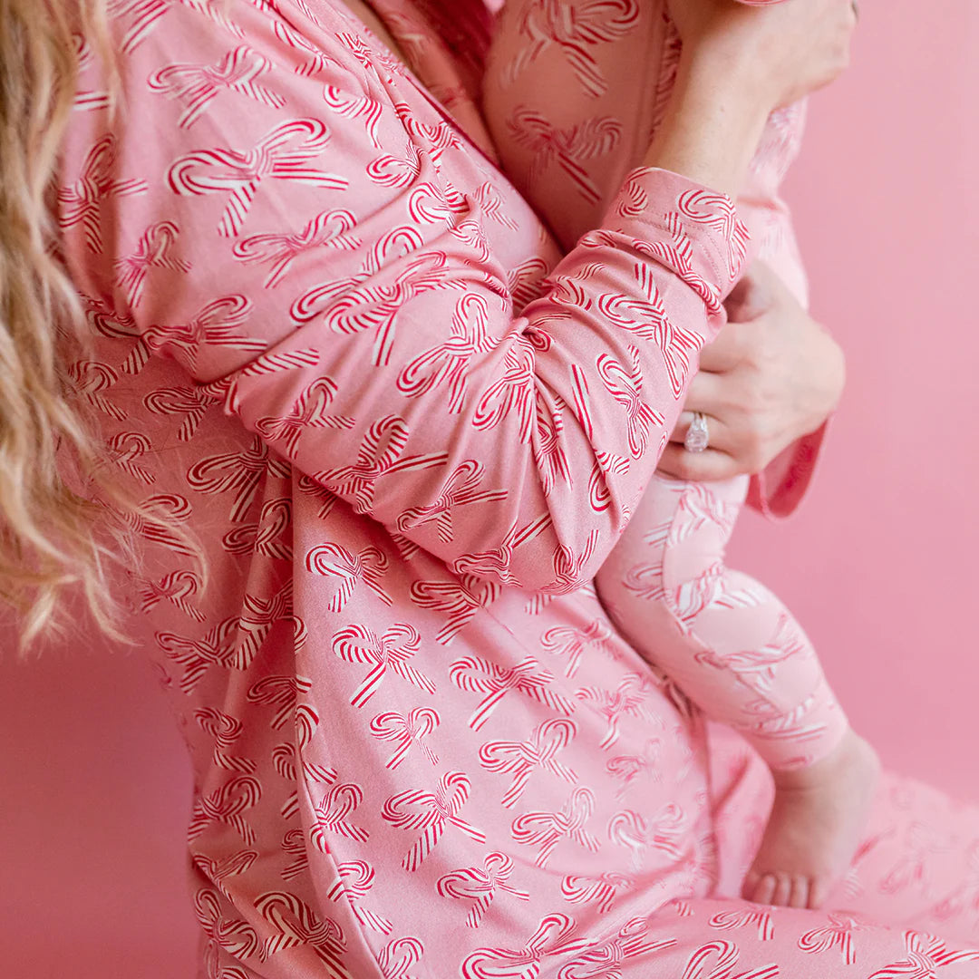 Womens Bamboo PJ Set - Candy Cane Bows
