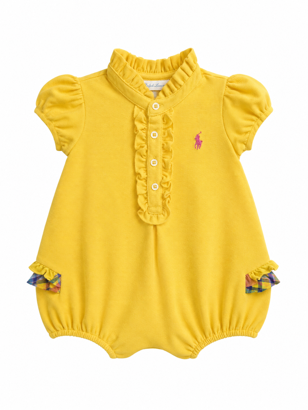 Yellow Spring Plaid Ruffle Bubble