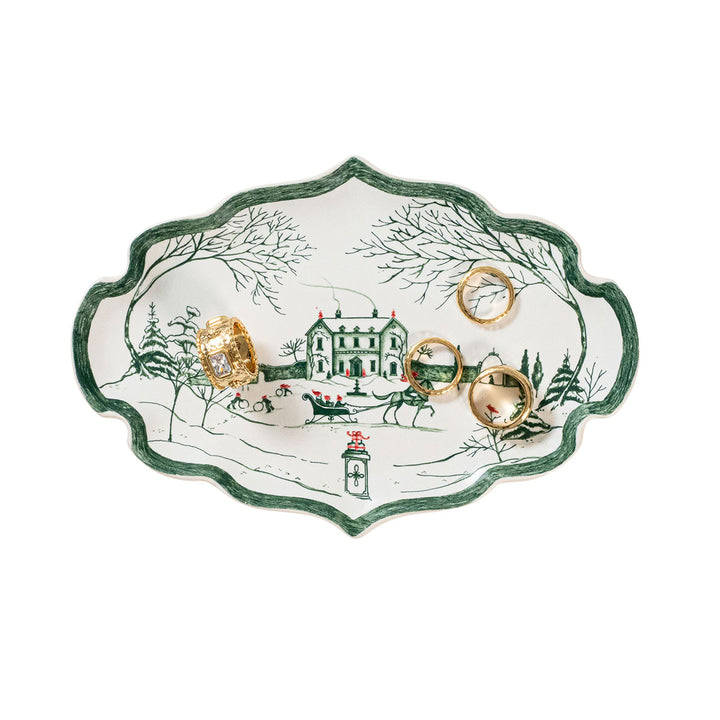 Country Estate Winter Frolic 7" Tray - Evergreen