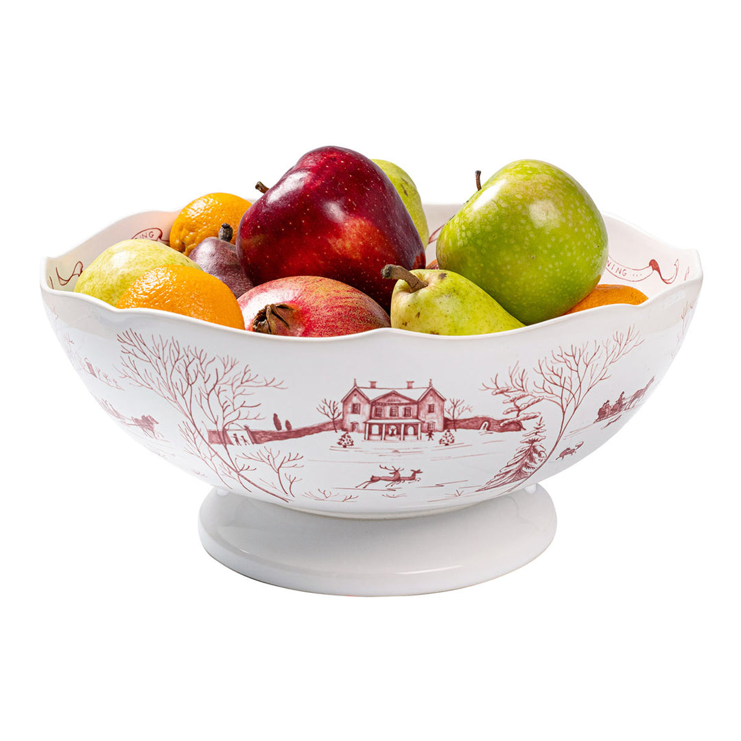 Country Estate Winter Frolic 13" Centerpiece Bowl - Ruby