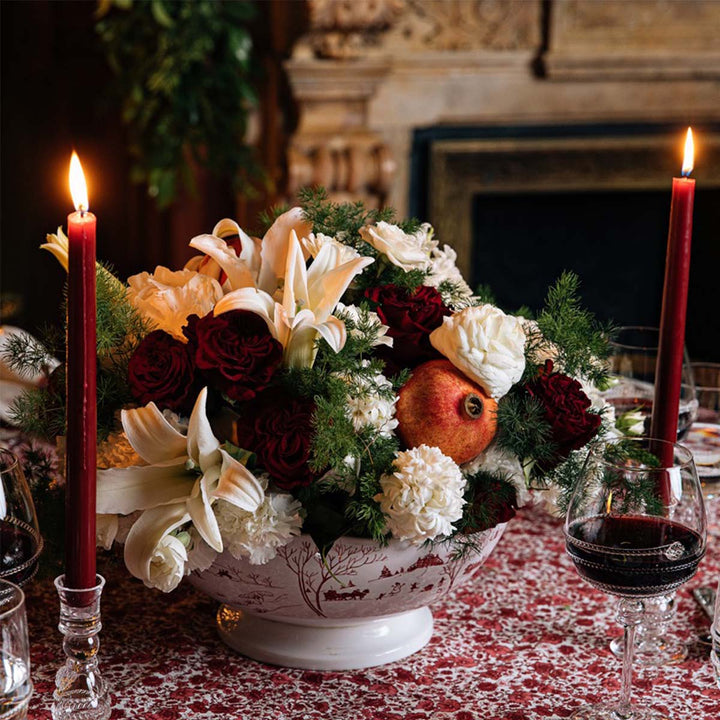Country Estate Winter Frolic 13" Centerpiece Bowl - Ruby