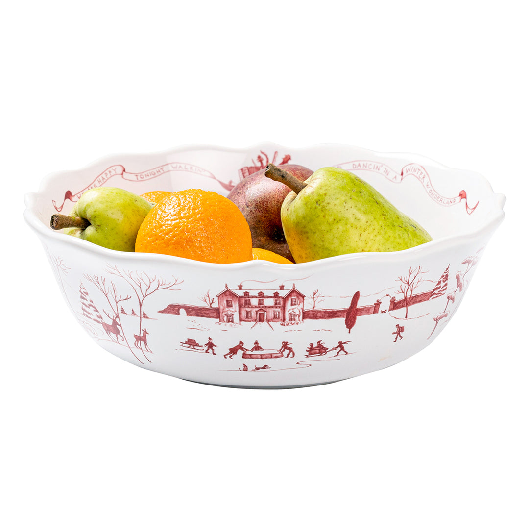 Country Estate Winter Frolic 10" Serving Bowl - Ruby