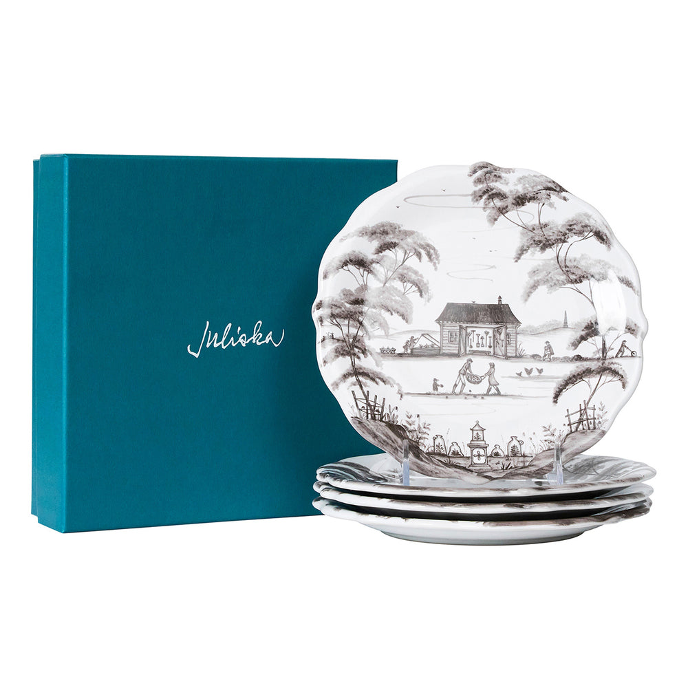 Country Estate Party Plate Assorted Set/4 - Flint Grey