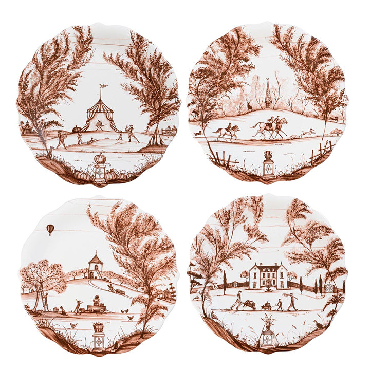 Country Estate Harvest Party Plate Assorted Set/4 - Sepia