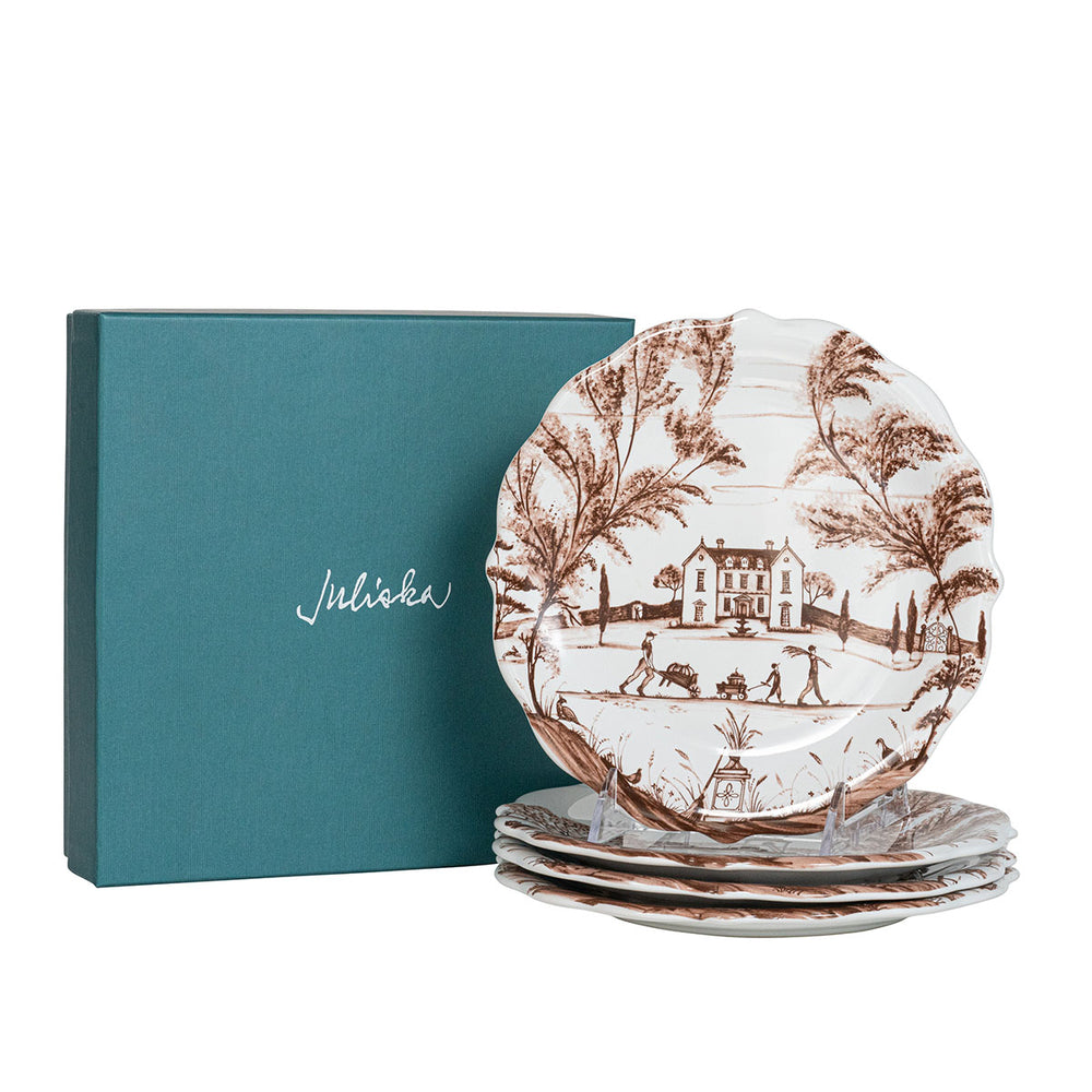 Country Estate Harvest Party Plate Assorted Set/4 - Sepia