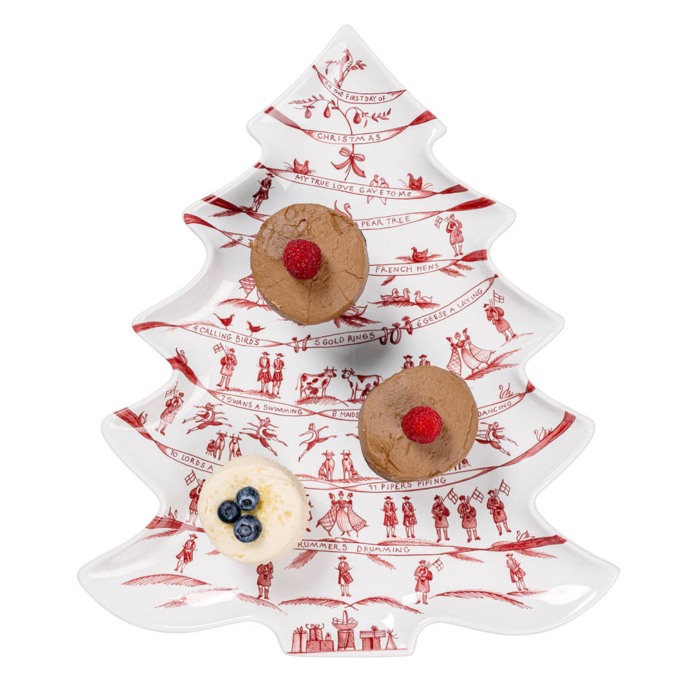 Country Estate Winter Frolic 15" Tree Platter - Ruby
