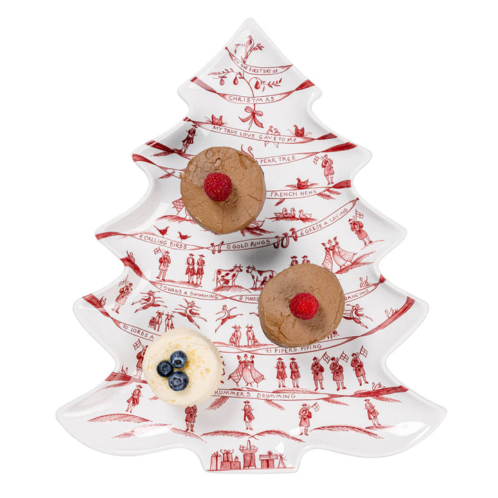 Country Estate Winter Frolic 15" Tree Platter - Ruby