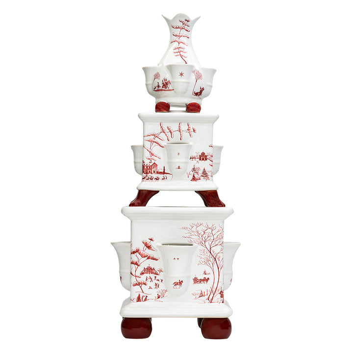Country Estate Winter Frolic 6" Tulipiere Vase - Ruby