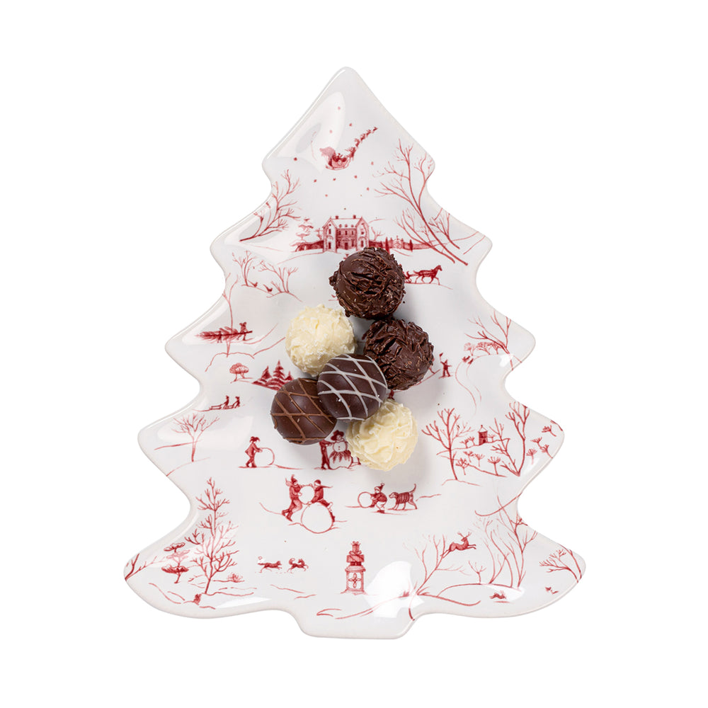 Country Estate Winter Frolic 10" Tree Tray - Ruby